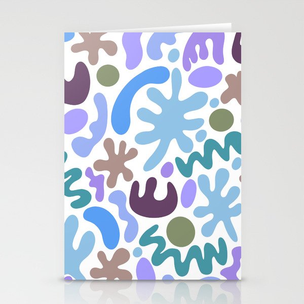 Squiggly Summer Leaves - blue purple Stationery Cards