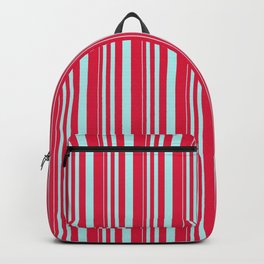 [ Thumbnail: Turquoise & Crimson Colored Stripes/Lines Pattern Backpack ]
