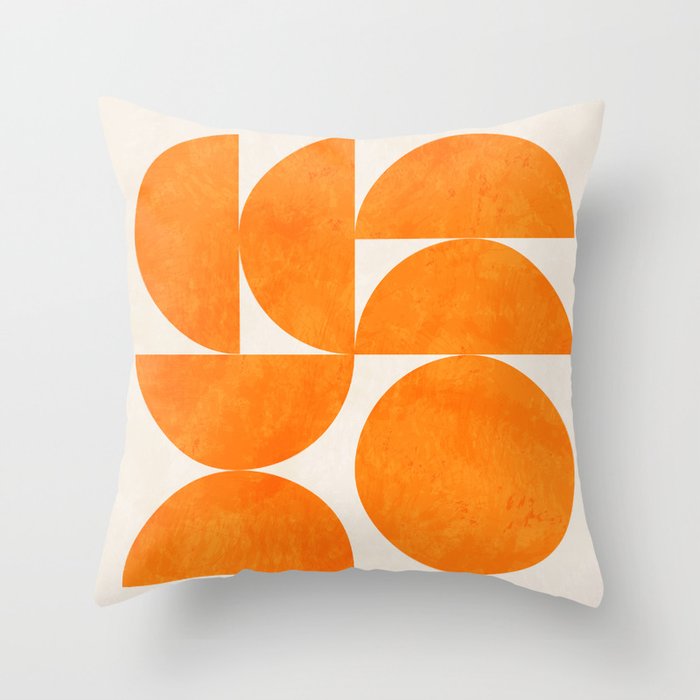 Geometric Shapes orange mid century Throw Pillow