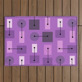 Atomic Age Simple Shapes Purple Outdoor Rug