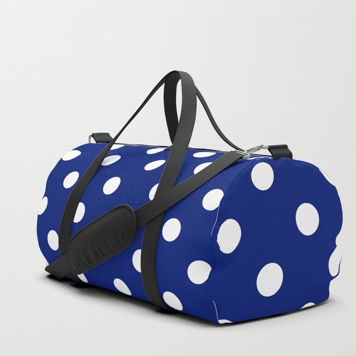 Classic Dotted Retro Polka Dot Dots in Blue and White Color Duffle Bag