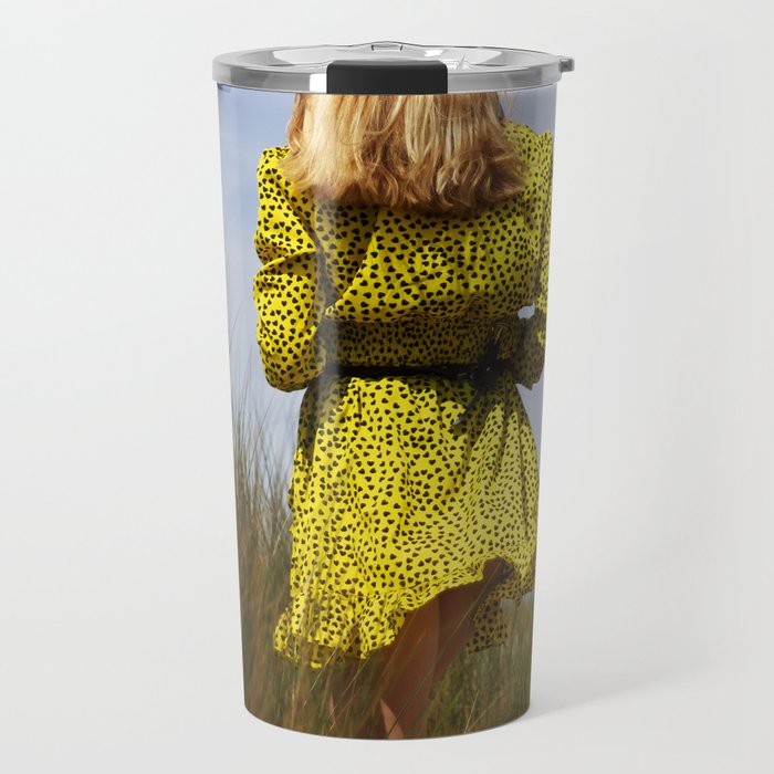 Lady in yellow dress in dunes | fashion photography Travel Mug