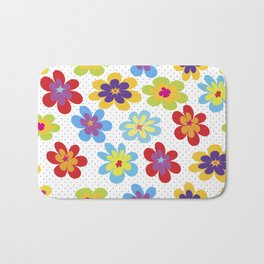 Valentine's Day Bath Mat | Floral, Pattern, Flowers, Digital, Red, Happy, Graphicdesign, Love, Vector, Blue 