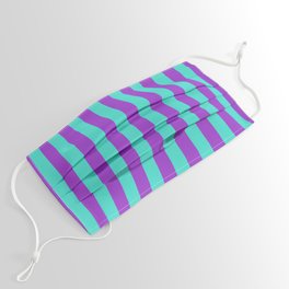 [ Thumbnail: Turquoise and Dark Orchid Colored Striped Pattern Face Mask ]