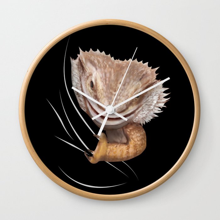 Bearded Dragon Animal Coming From Inside Wall Clock