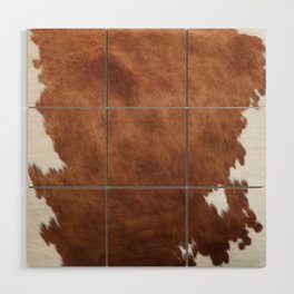 Brown Cowhide, Cow Skin Print Pattern Wood Wall Art