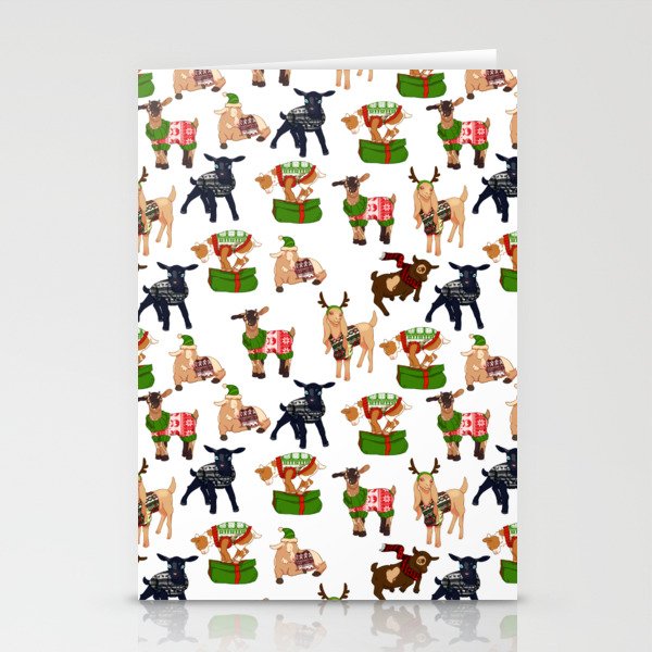 Christmas goats in sweaters repeating seamless pattern Stationery Cards
