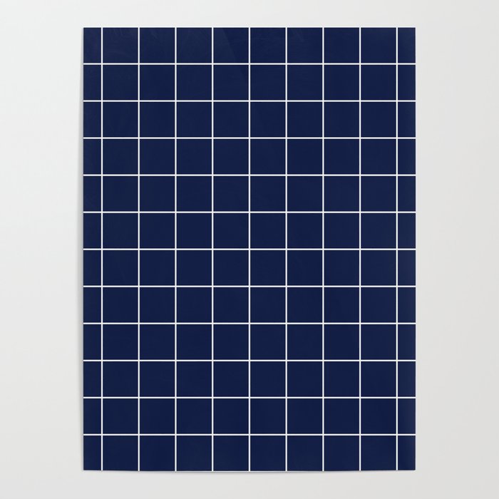 Navy Blue Grid Pattern Line Stripe Minimal Stripes Lines Poster By Beautiful Homes Society6