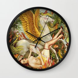 Transcend  Wall Clock | Horse, Beauty, Vintage, Artdeco, Unicorn, Forest, Pinup, Magic, Collage, Romance 