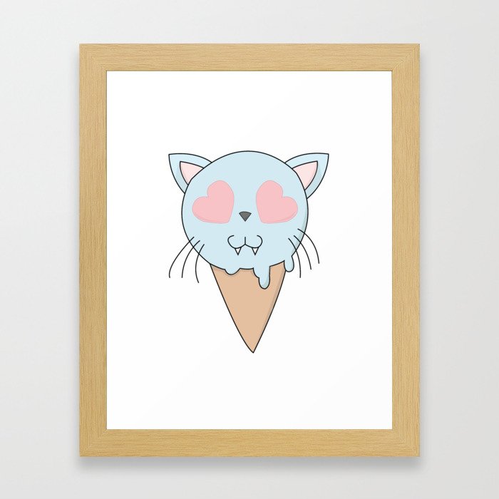 Kitty Ice Cream Framed Art Print
