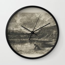 Adolphe Appian - A Cliff In The Parish Of Rix (1862) Wall Clock