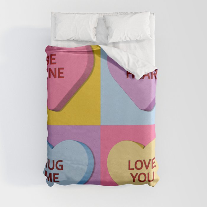 Nice Candy Heart Valentines Duvet Cover