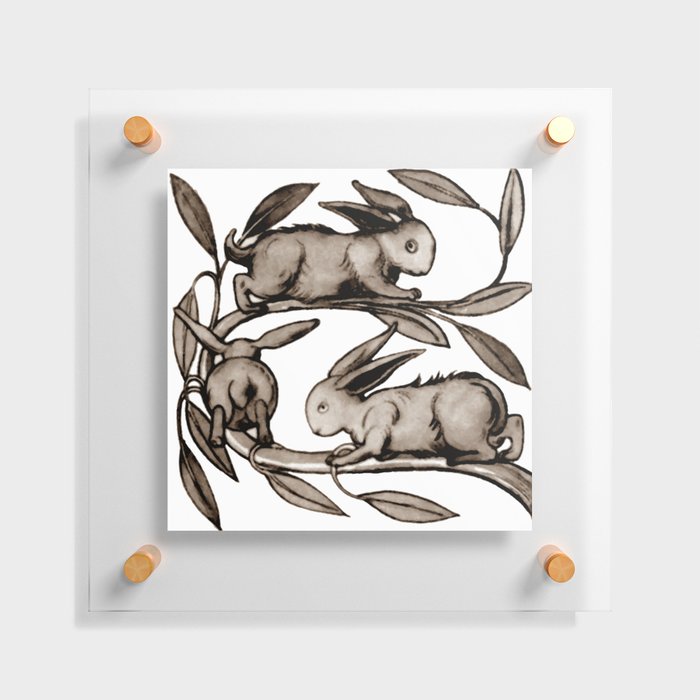 William De Morgan "Rabbits Running Along a Branch" 1. Floating Acrylic Print