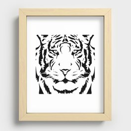 Black and white tiger head close up Recessed Framed Print