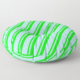 [ Thumbnail: Powder Blue and Lime Colored Stripes/Lines Pattern Floor Pillow ]