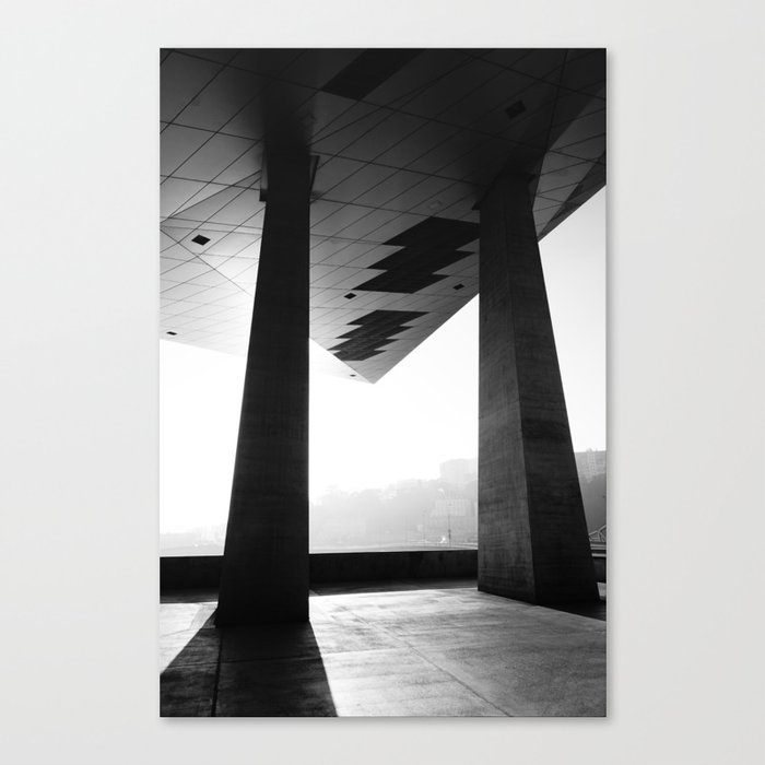 Industrial style | Giant concrete pillars holding steel structure | Confluence district, Lyon Canvas Print