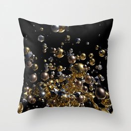 Elegant Abstract Geometry Explosion -Gold and Silver,Black- Throw Pillow