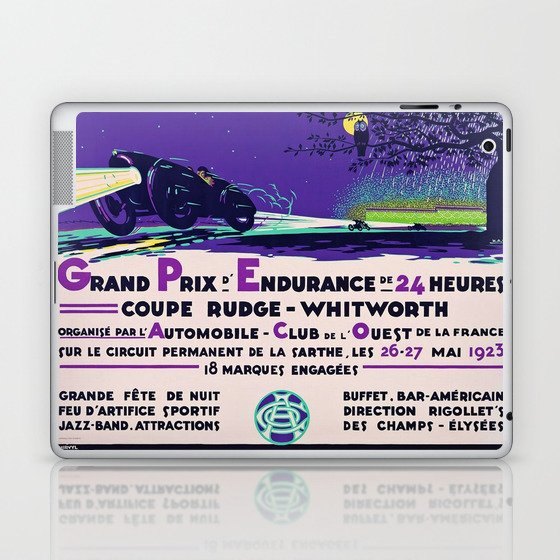 1923 purple Grand Prix D'endurance De 24 Heures / Coupe Rudge - Whitworth Le mans grand prix racing automobile advertising advertisement vintage poster Laptop & iPad Skin