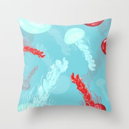 Jellyfish print Throw Pillow