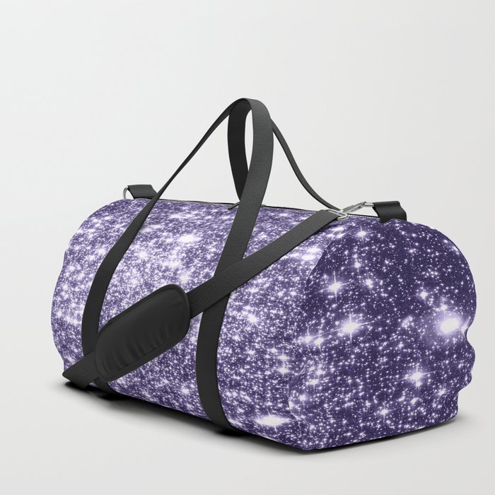 Dark Grape Purple Sparkle Stars Duffle Bag