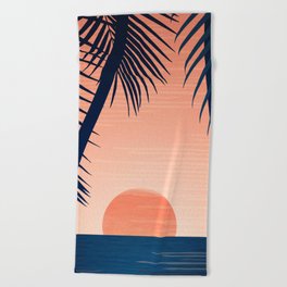 Sunset Palms - Peach Navy Palette Beach Towel