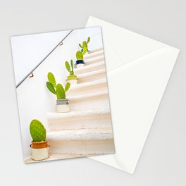Cute green cacti staircase in Puglia - Italy Stationery Card
