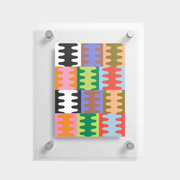 Funky Modern Wavy Shapes | Color Block Pattern Floating Acrylic Print