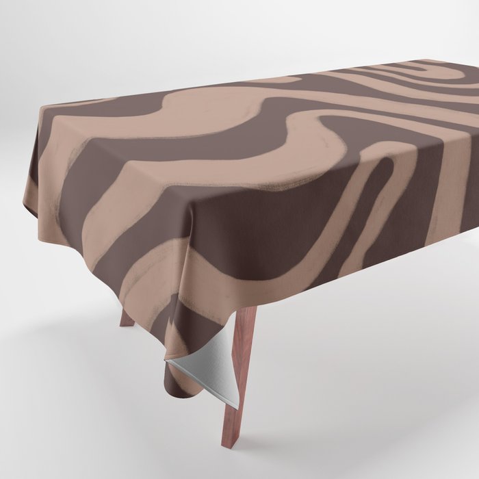 70s 60s Brown + Tan Liquid Swirl Tablecloth