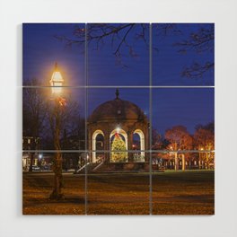 Salem Common at Christmas. Salem Christmas Tree Bandstand Wood Wall Art