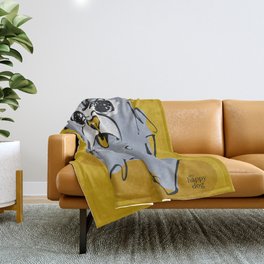 Lulz - gray/yellow Throw Blanket