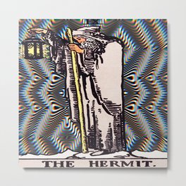 The Hermit Metal Print | Rainbow, Pattern, Stoner, Psychedelic, Vintage, Tarot, Witch, 70S, Acid, Witchy 
