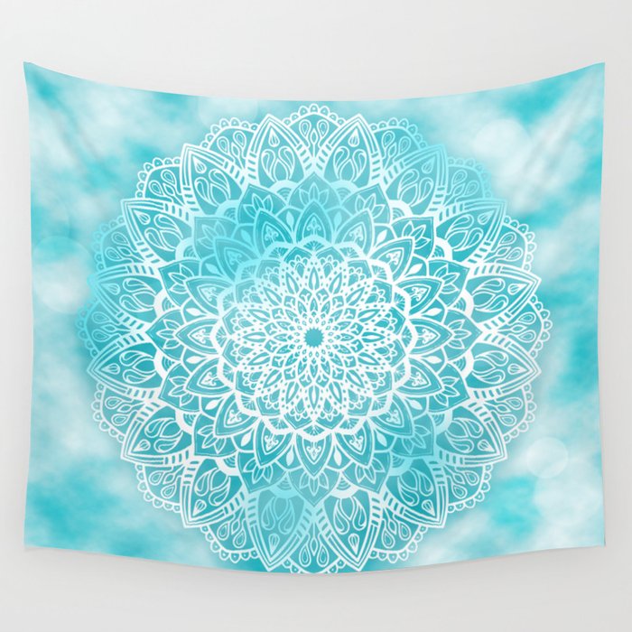 Turquoise mandala tapestry outlet