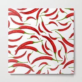 Red Hot Chili Pepper Metal Print | Spicy, Indian, Collage, Curries, Burrito, Restaurant, Enchilada, Mexican, Chili, Pattern 