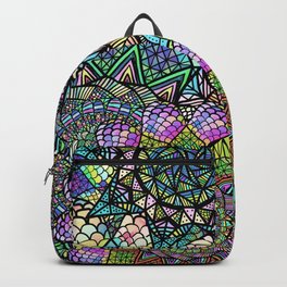 Colorful Floral Mandala Pattern with Geometric Drawings Backpack | Background, Mandala, Pop Art, Stencil, Rainbow, Floral, Patterns, Girly, Beautiful, Drawing 