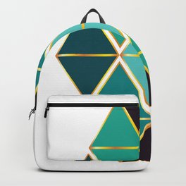 Modern contemporary shades of green triangles gold foil Backpack