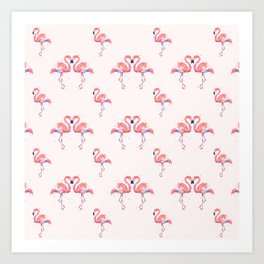 Flamingo Pattern Watercolor Pink Flamingos Art Print
