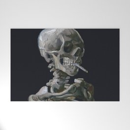 Skull Bones Skeleton Smoking Flower & Stardust Van Gogh Welcome Mat