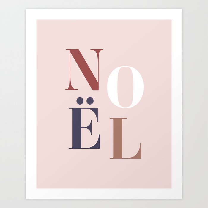 Noel in festive navy Art Print