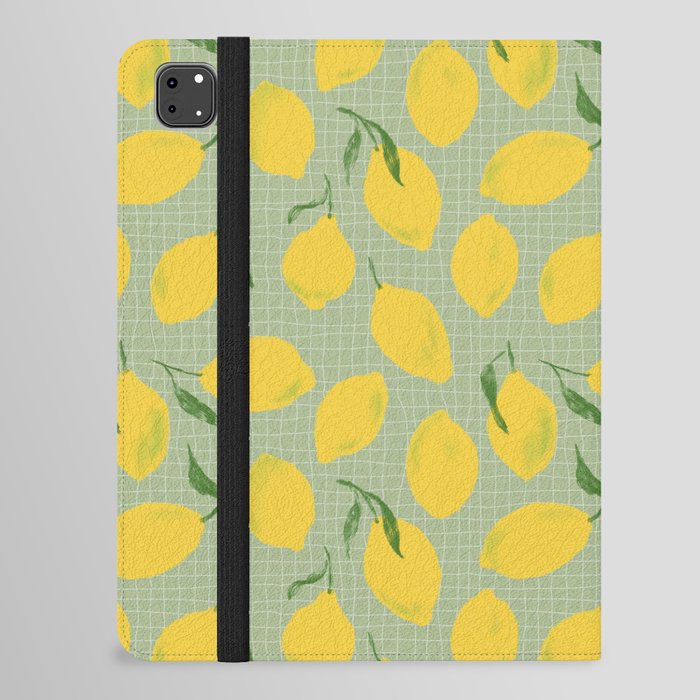 Picnic lemons - green background iPad Folio Case