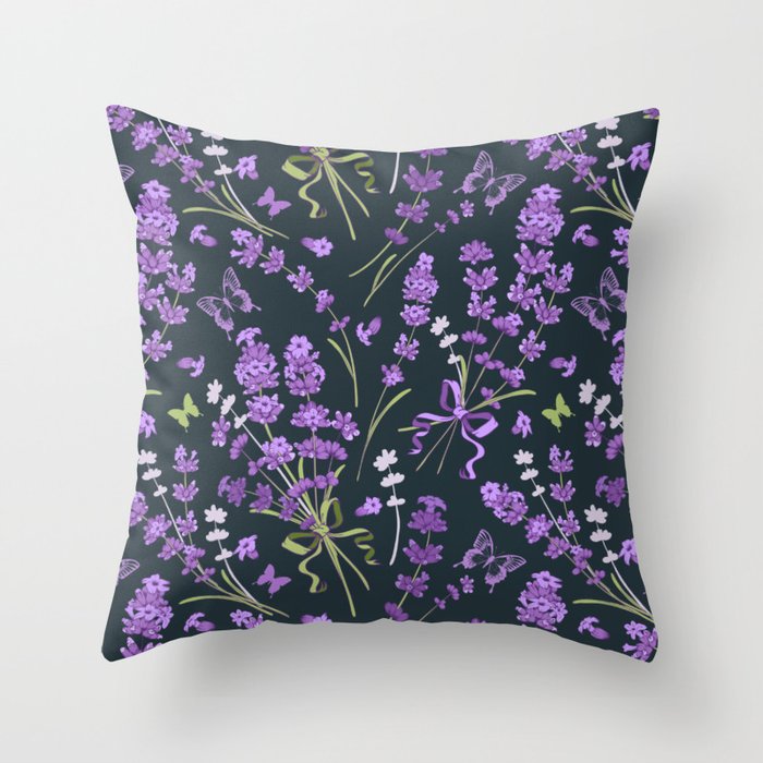 Lavender Butterfly Garden Throw Pillow