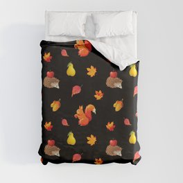 Hedgehog,squirrel,autumn pattern  Duvet Cover