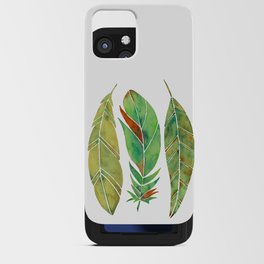 Watercolor Feathers - Green Parrot iPhone Card Case