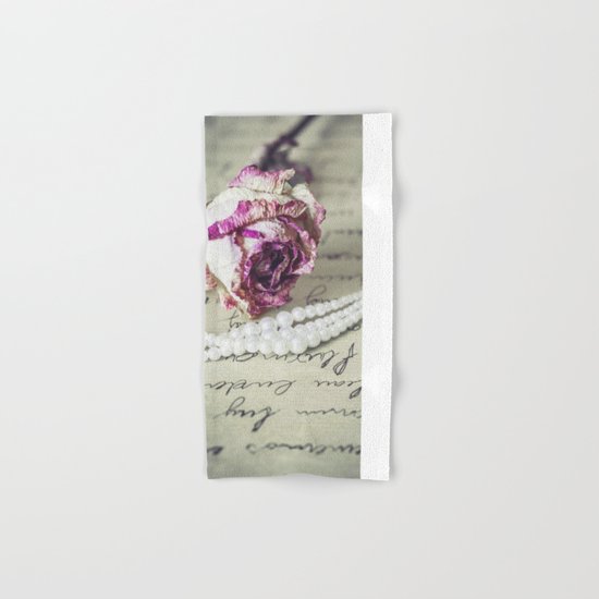 love letter with pearls and rose Hand & Bath Towel