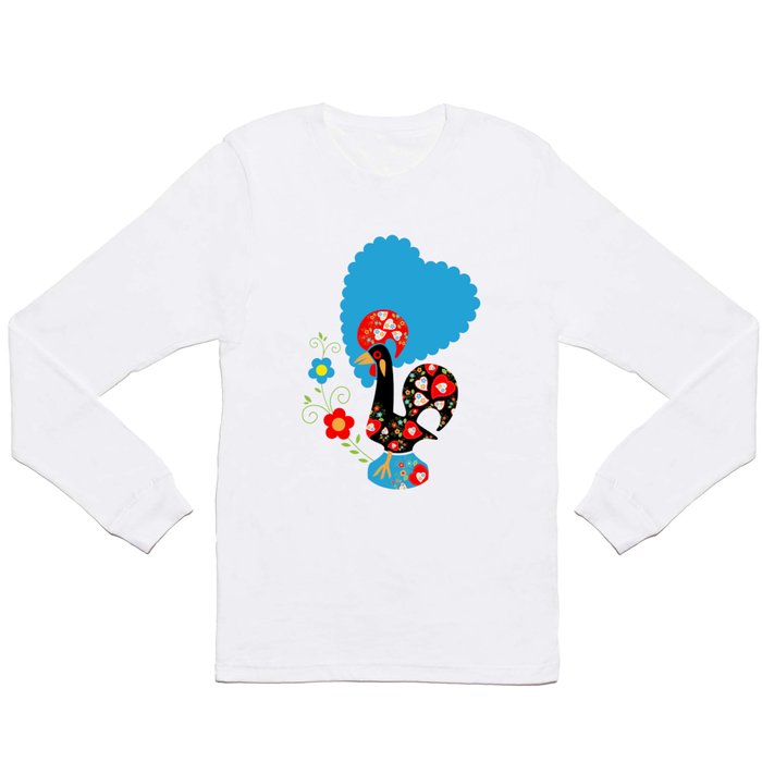 Portuguese Rooster of Luck with blue dots Long Sleeve T Shirt