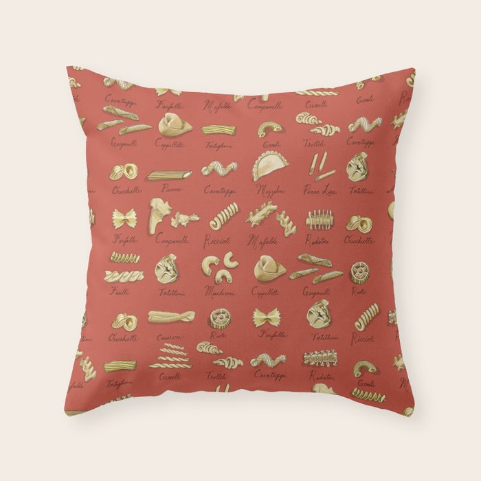 Italian Pasta Shapes Throw Pillow by Valerie Hamill Society6