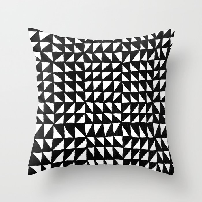 Triangle Grid Black and White Throw Pillow