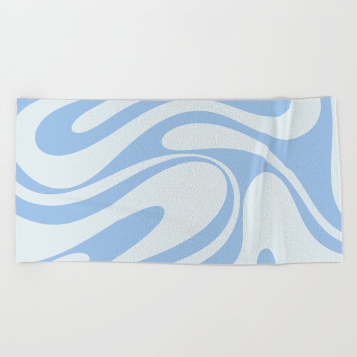 Retro Fantasy Swirl Abstract in Powder Blue Beach Towel
