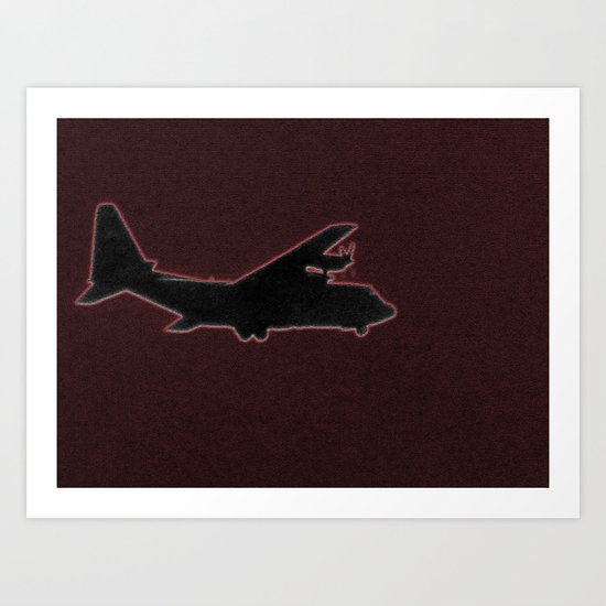 Red Sky Airplane Art Print
