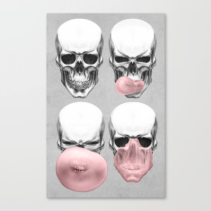 Skulls chewing bubblegum Canvas Print