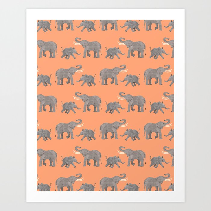 Cheerful Elephants Art Print